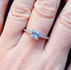 Sterling Silver Genuine Aquamarine Promise Ring